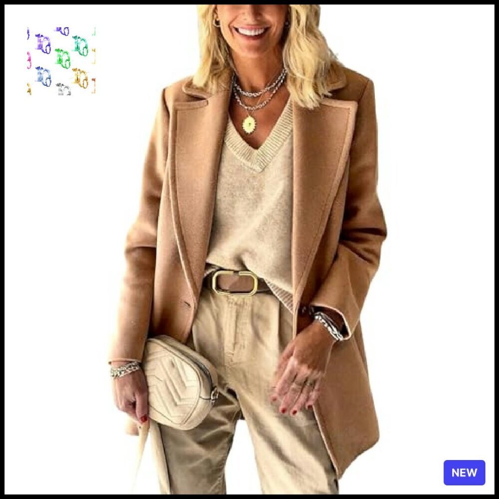 Wool Blazer Peacoat Business Casual Chic Classic Elegant Office Wear - Picture 3 of 6